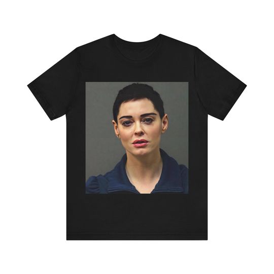 Rose McGowan Mugshot Tee, Short Sleeve Graphic T-shirt, Celebrity Mugshot Shirt