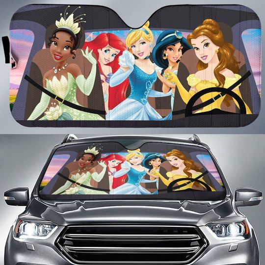 Disneyland Princess Car Sun Shade, Snow White Cinde Jasmine Tiana Belle Car Sun Shade
