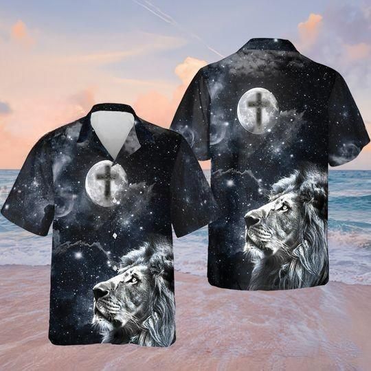 Dark Moon Lion Hawaiian Shirt, Lion Lover Summer Shirt