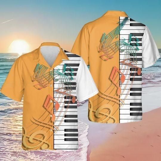 Piano Pattern Hawaiian Shirt, Music Lover Summer Shirt, Music Life Shirt
