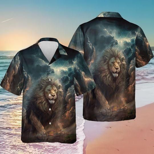 Dark Lion Hawaiian Shirt, Lion Lover Summer Shirt