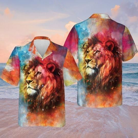 Colorful Lion Hawaiian Shirt, Lion Lover Summer Shirt