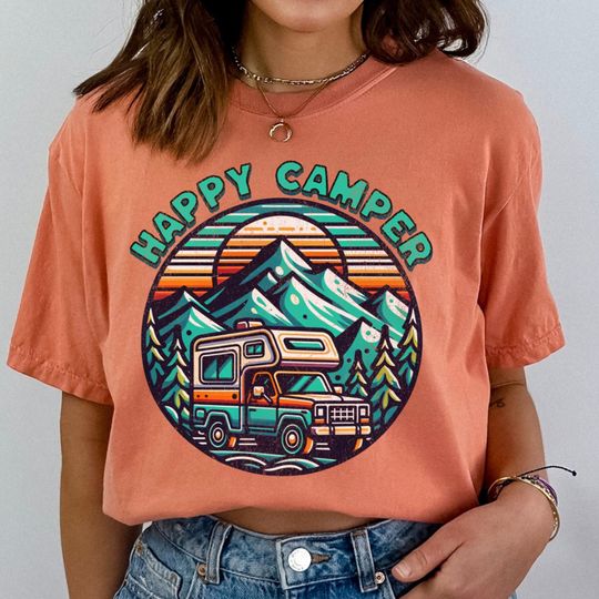 Happy Camper Tshirt, Camping T-Shirt, Road Trip Tshirt, RV Life