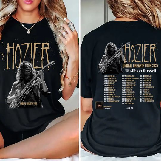 Hozier Unreal Unearth Tour 2 Sides T-shirt, Hozier Tour 2024, Music Tour Shirt