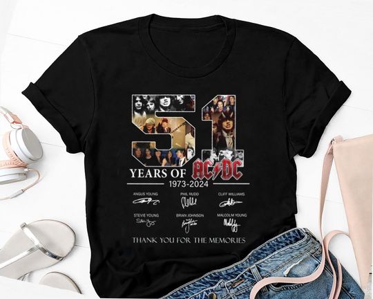 Graphic 51 Years AC-DC 1973-2024 Shirt, Rock Band AC-DC Tour 2024 Shirt