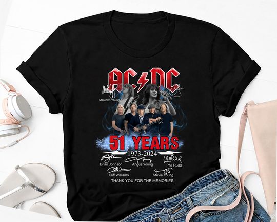 AC-DC Band 51st Anniversary 1973-2023 Signature T-Shirt