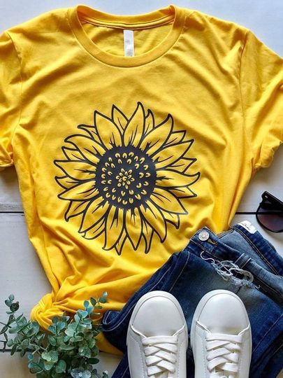Sunflower Shirt, Floral Tee Shirt, Flower Shirt, Garden Shirt, Womens Fall Shirt, Sunflower Tshirt, Sunflower Shirts
