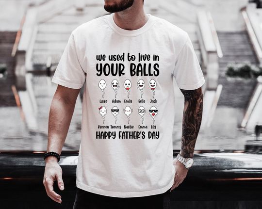 Personalized Dad Shirt with Sperm Kids Name For Father's Day