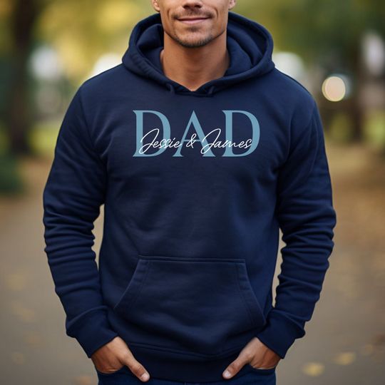 Personalised Embroidered Overlapping Dad Hoodie, Gift for Dad, Father's Day Gift