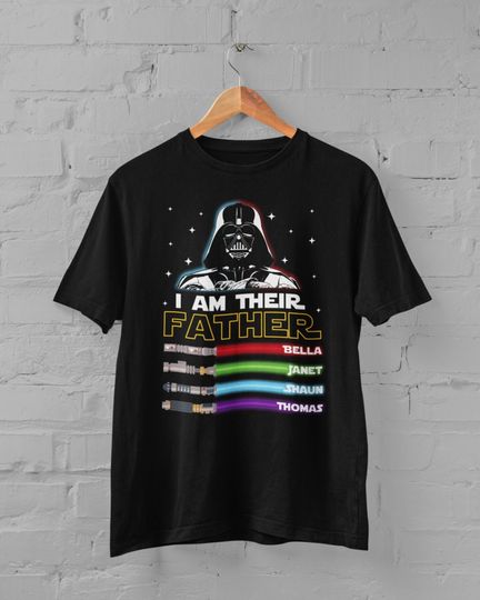I Am Their Father Custom t-shirt, Custom Kids Name Shirt For Dad, Personalized Names Lightsabers, Light Saber Gift, Fathers Day 2023 Gift