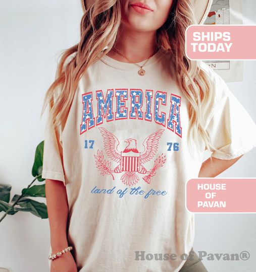 USA shirt, Summer BBQ t-shirt, Red White and Blue, America Tee, Comfort Colors Women's 4th of July