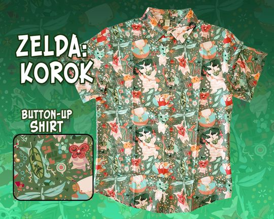 ZELDA KOROK Pattern Button Up Hawaiian Shirt