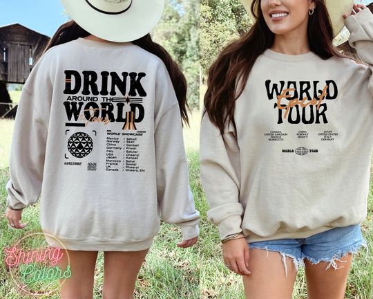 Disney Epcot World Tour Sweatshirt, Drink Around The World Sweatshirt, Disney Group Trip Hoodie, Retro Disneyland Epcot, Epcot Disneyworld
