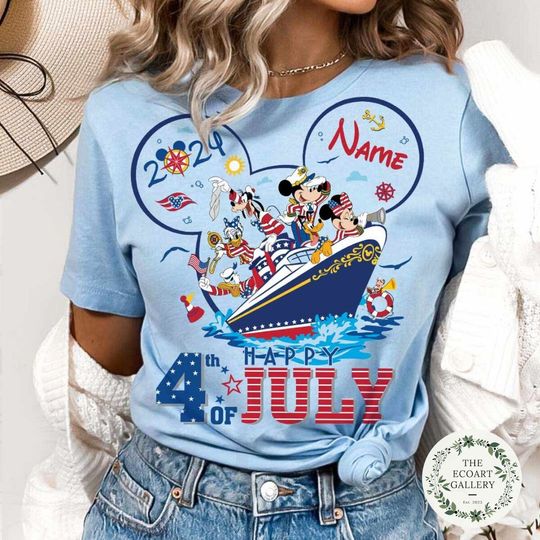 Personalized Mickey & Friends Happy 4th of July Cruise Shirt, Disney American Patriotic Shirt
