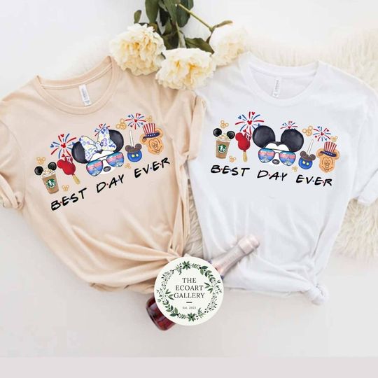 Mickey Minnie Best day ever Happy 4th of July Shirt, Disney American Patriotic Shirt, Family Happy Independence Day 2024 Disney Trip Tee