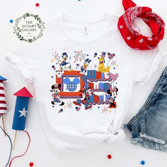 Walt Disney World Happy 4th of July T-shirt, Mickey And Friends Independence Day shirt, Disney America shirts, Disney Family Vacation 2023