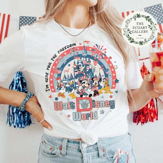 Vintage Walt Disney World Freedom 4th of July Shirt, Mickey and Friends USA Patriotic Shirt, Disney Castle Family, Happy Independence Day