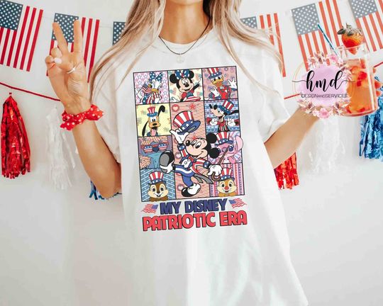 My Disney Patriotic Mickey and Friends T-shirt, Happy Independence Day 2024 Matching Tee, 4th of July USA Flag Shirt, Disneyland Family Trip