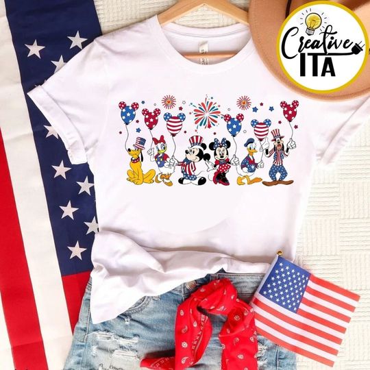 Disney Balloons Mickey and Friends 4th of July Shirt
