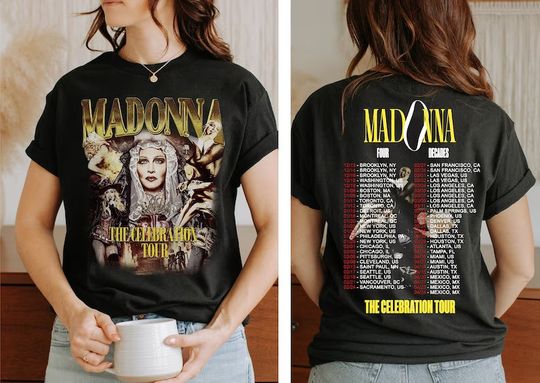 Madonna The Celebration Tour Four Decades Music Tour 2024 Double Side Shirt, Madonna Fan Tee, Concert Outfit, Vintage Tee, Music Lover Gift