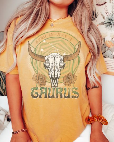 Zodiac Taurus Vintage Tee, Celestial Taurus Shirt, Zodiac Birthday Gift