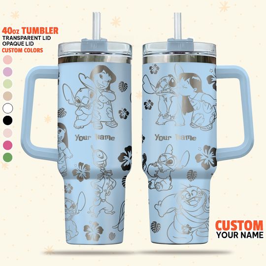Custom Disney Stitch and Lilo Hawaii 40oz Tumbler