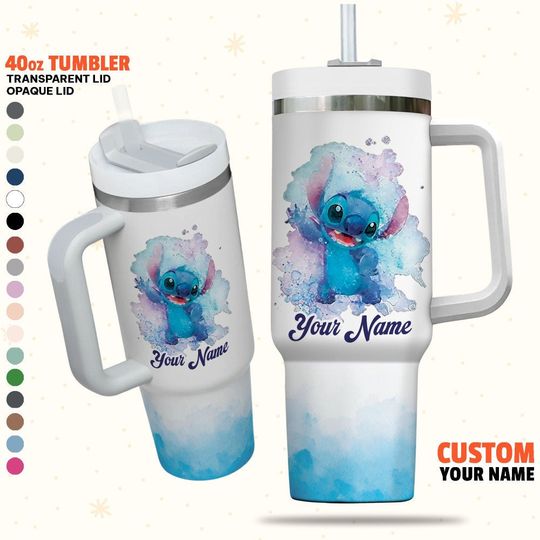 Custom Disney Stitch Water Colorful Tumbler