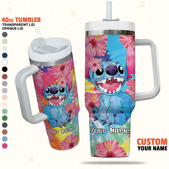 Custom Disney Lilo and Stitch Tie Dye Colorful Tumbler