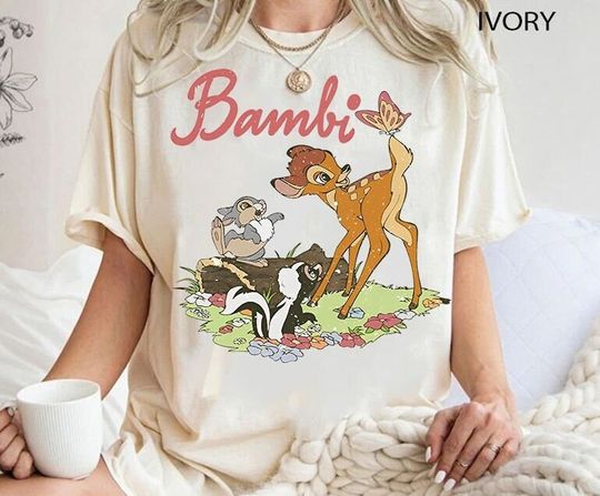 Vintage Disney Bambi Characters Group Shirt, Bambi Reindeer Floral T-shirt