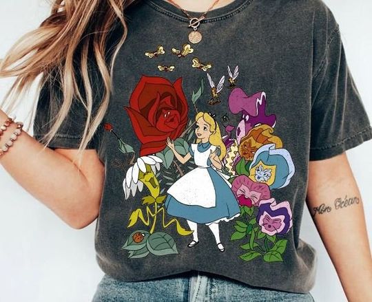 Vintage Disney Alice Floral In Wonderland Shirt, Disney Princess T-shirt