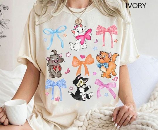 Cute Disney Aristocats Shirt, Coquette Bows Disney Cats Lover T-shirt