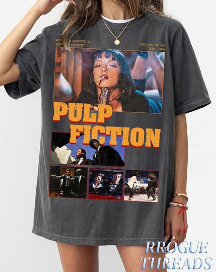 Pulp Fiction washed shirt, Unisex vintage Quentin Tarantino Pulp Fiction poster, Movie graphic tshirt