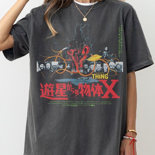 The Thing Movie Shirt, Retro Japanese Poster Graphic Tee Shirt, Horror Movie Memorabilia, John Carpenter 80s T-Shirt Collectible