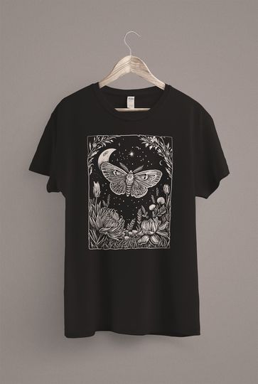 Dark Cottagecore Moth T-Shirt | Insect Bug Shirt | Entomology | Gothic Witch Clothing