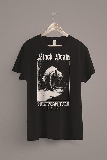 Black Death T-Shirt | Medieval Rat Shirt | Gothic Grunge Clothing | Horror Goth Aesthetic
