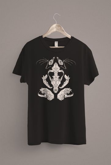 Animal Skulls & Bones T-Shirt | Vulture Culture | Taxidermy | Dark Mori | Cat, Bat, Wolf and Raven Bones  | Occult Shirt