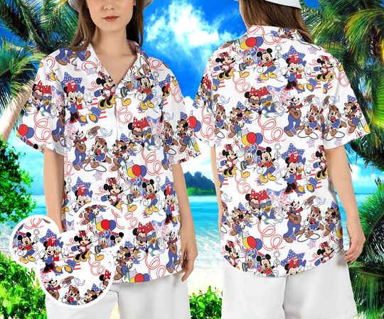 Mickey and Friends 4th of July Hawaiian Shirt
