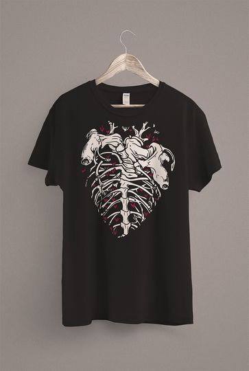 Creepy Cute Rib Cage T-Shirt | Pastel Goth Skeleton Punk  Shirt | Witch Aesthetic Alt Clothing