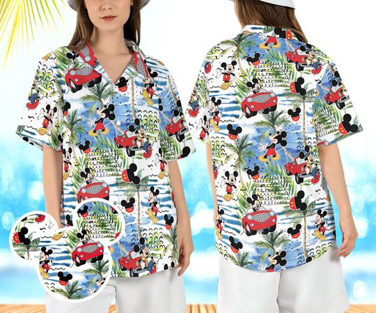 Mickey Car Beach Hawaiian Shirt, Mickey Mouse Summer Hawaii Shirt