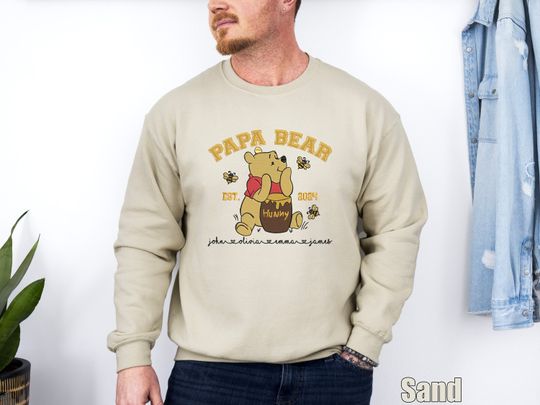 Custom Papa Bear Embroidered Sweatshirt, Father's Day Sweatshirt