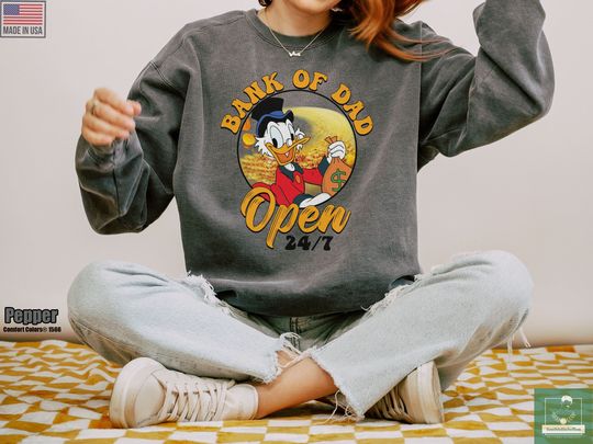 Donald Duck Bank of Dad Comfort Colors Sweatshirt, Funny Father's Day Sweatshirt