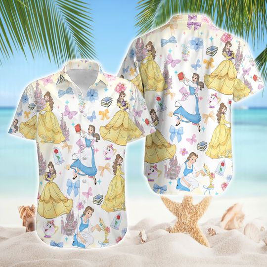 Princess Belle Coquette Hawaii Shirt, Disneyland Princess Hawaii Shirt, Belle Shirt, Girls Trip Shirt, Disneyland Family Vacation Shirts