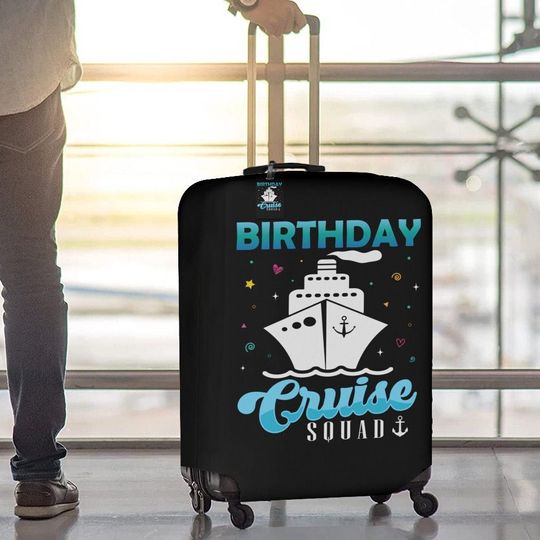 Birthday Cruise Squad Luggage Cover, Vacation Luggage Cover