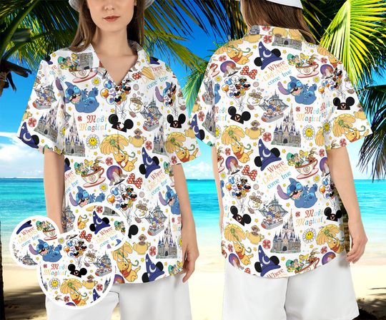Where Dreams Come True Disneyland Hawaiian Shirt, Disneyworld Most Magical Hawaii Shirt