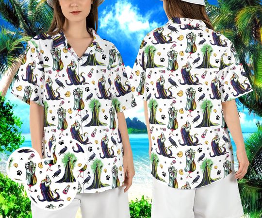Disneyland Villains Hawaiian Shirt, Bad Witches Hawaii Shirt, Maleficent Ursula Cruella Beach Aloha Shirt