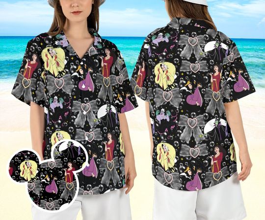 Villains Conquette Bows Hawaiian Shirt, Villains Mom Hawaii Shirt, Disneyland Villains Beach Aloha Shirt