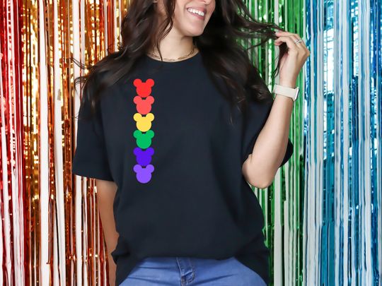 Disney Pride Tee Shirt, Rainbow Hidden Mickey Tshirt, LGBTQ+ T-Shirt