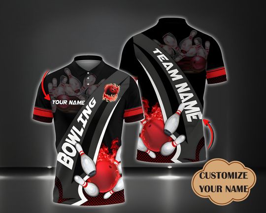 Custom 3D Bowling And Pins Plame  Shirt, Sport Team Shirt, Gift For Him