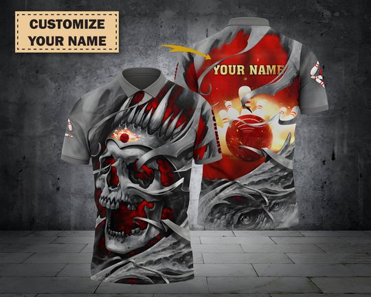 Custom 3D Bowling Skull Shirt, Sport Team Shirt, Gift For Him