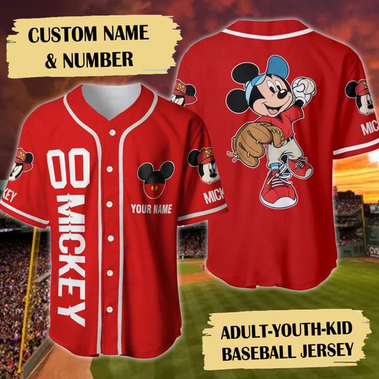 Personalized Mouse Catcher Baseball Jersey, Custom Name Animated Mouse Player Baseball Jersey